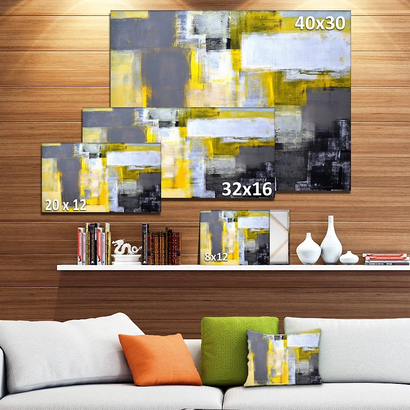 Designart - Grey and Yellow Blur Abstract