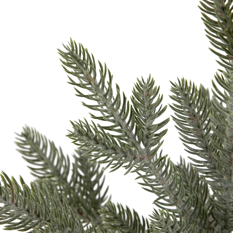 14.75" Unlit Lightly Frosted Mini Christmas Tree in Green Nutcracker Ceramic Pot