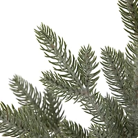 14.75" Unlit Lightly Frosted Mini Christmas Tree in Green Nutcracker Ceramic Pot