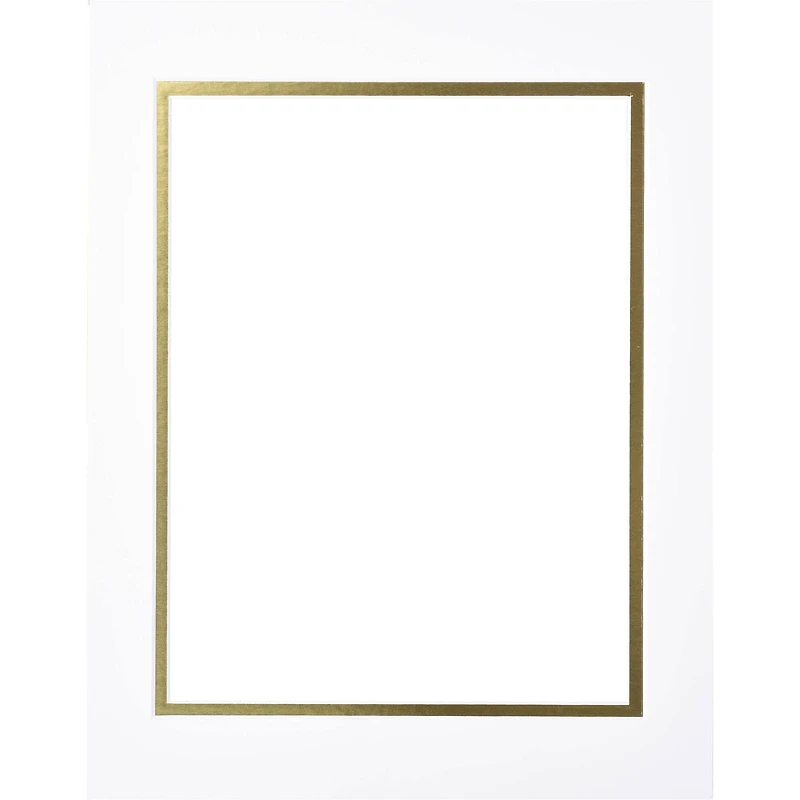 11" x 14" White & Gold Double Mat by Studio Décor®, 8.5" x 11" Opening Size