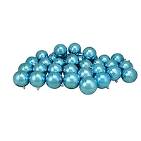 32ct. 3.5" Turquoise Blue Shatterproof Shiny Christmas Ball Ornaments