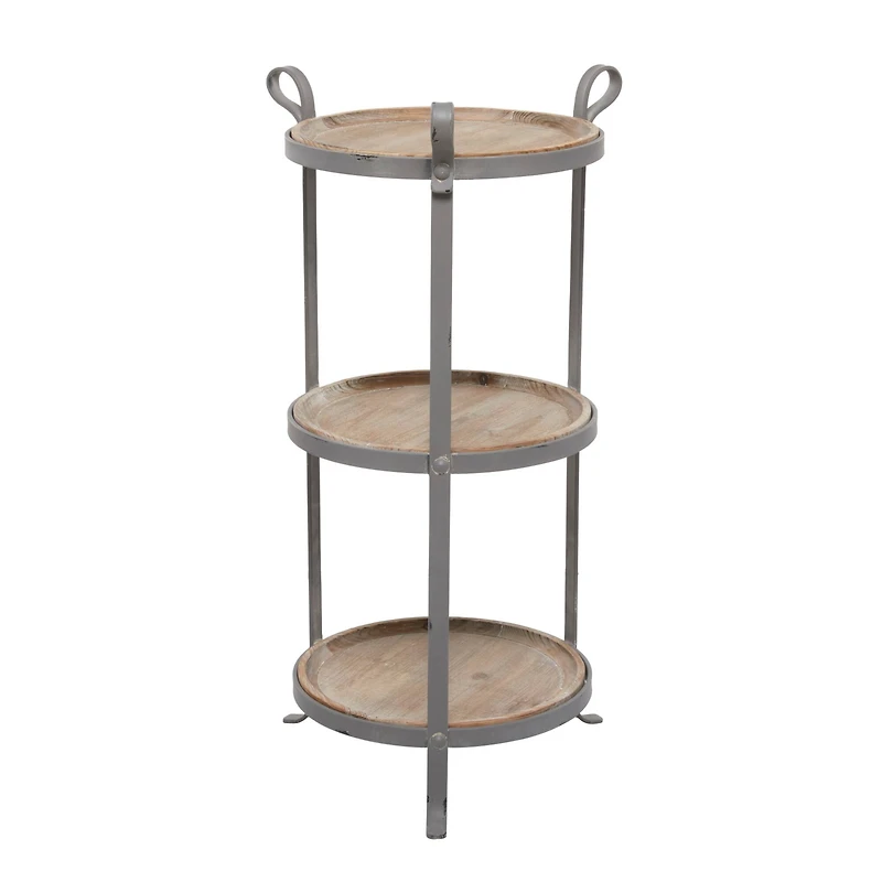 28" Gray Iron Industrial Accent Table
