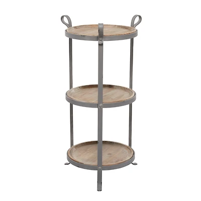 28" Gray Iron Industrial Accent Table