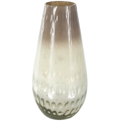 12.25" Brown Glass Ombre Vase with Spotted Concaved Details & Speckled Accents