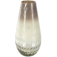 12.25" Brown Glass Ombre Vase with Spotted Concaved Details & Speckled Accents