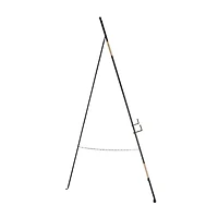 64" Black Metal Slim Foldable 2-Tier Easel with Wrapped Rattan Accents