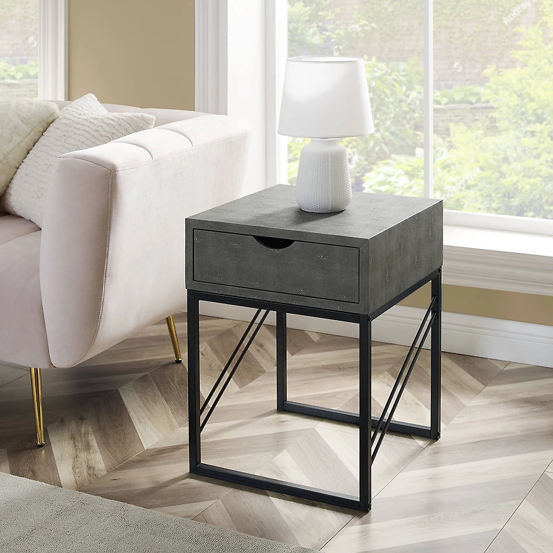 Walker Edison 18" 1-Drawer Shagreen Side Table