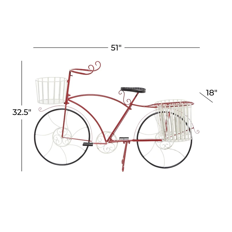52" Red Metal Farmhouse Bicycle Planter