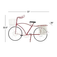 52" Red Metal Farmhouse Bicycle Planter