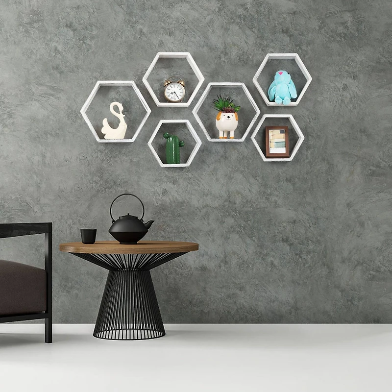 NEX™ LIANTRAL Hexagon Floating Wood Shelves Set