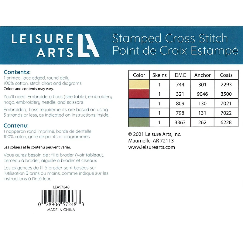 Leisure Arts® White Round Primrose Cross Stitch Doily