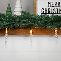 Icicle String Christmas Light Set - Warm White - 4.5' Clear Wire - 10ct