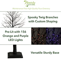 6ft. Orange & Purple LED Pre-Lit Halloween Deluxe Black Twig Artificial Fall Tree