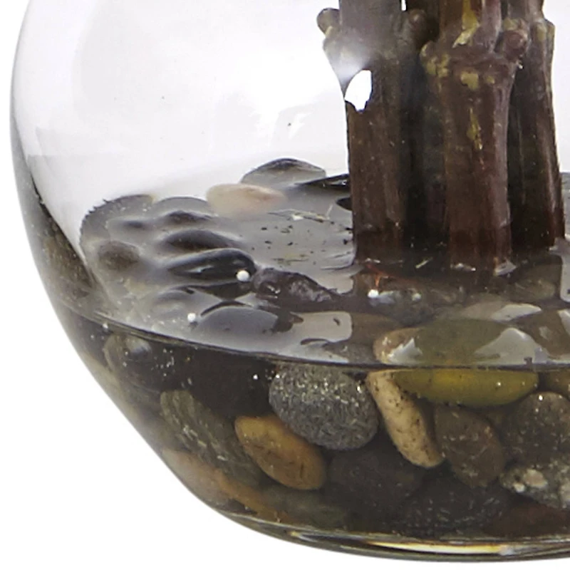 17" Orange Dahlia Silk Arrangement with Glass Vase