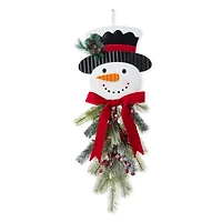 Glitzhome® 25" Greenery Snowman Door Hanger