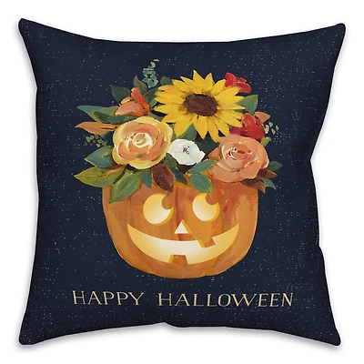 Floral Jackolantern 18" x 18" Throw Pillow