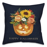 Floral Jackolantern 18" x 18" Throw Pillow