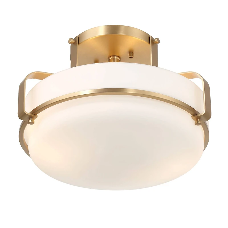 Hello Honey® Chatsworth White & Gold Etched Opal Glass & Metal Semi-Flush Mount Ceiling Light