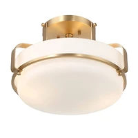 Hello Honey® Chatsworth White & Gold Etched Opal Glass & Metal Semi-Flush Mount Ceiling Light