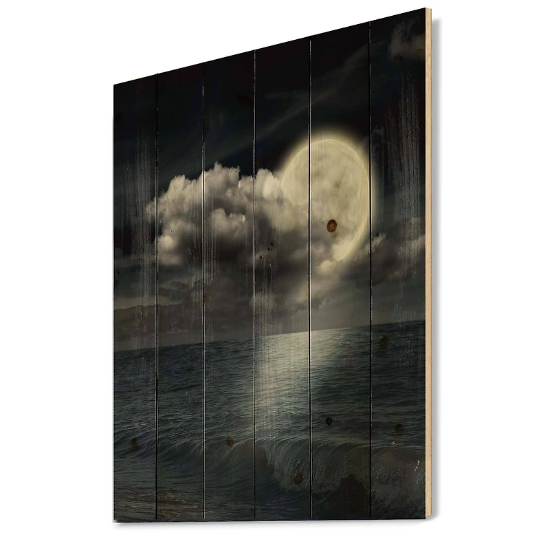 Designart - Full Moon In Cloudy Night Sky VI