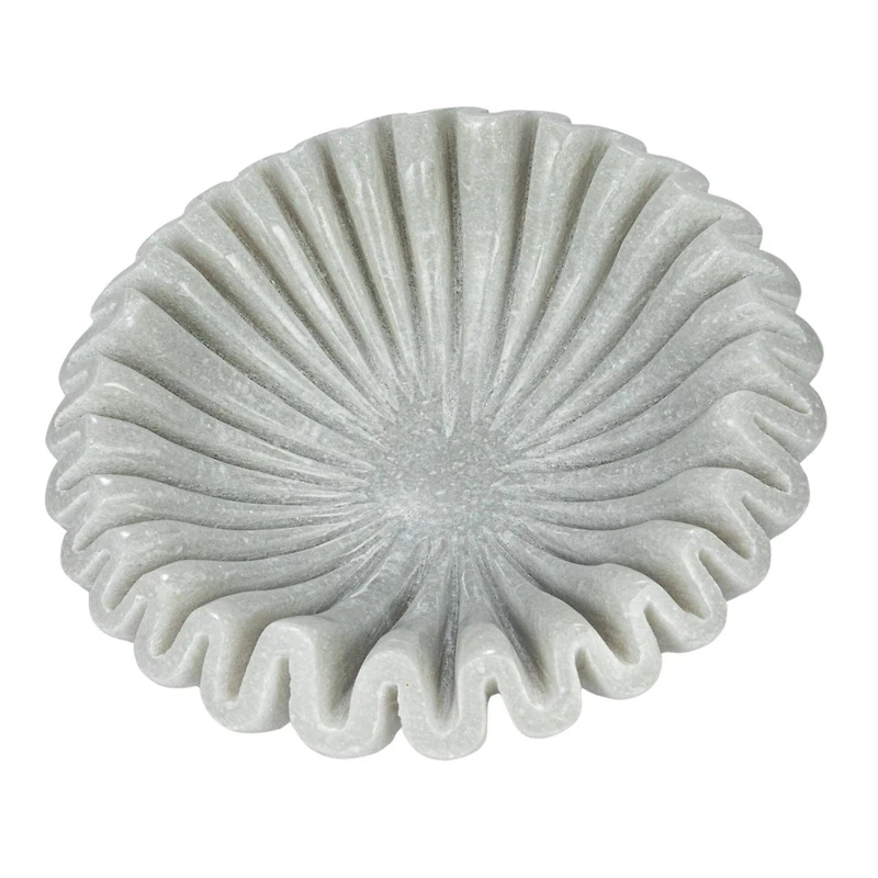Hello Honey® 7" White Round Marble Pleated Dish
