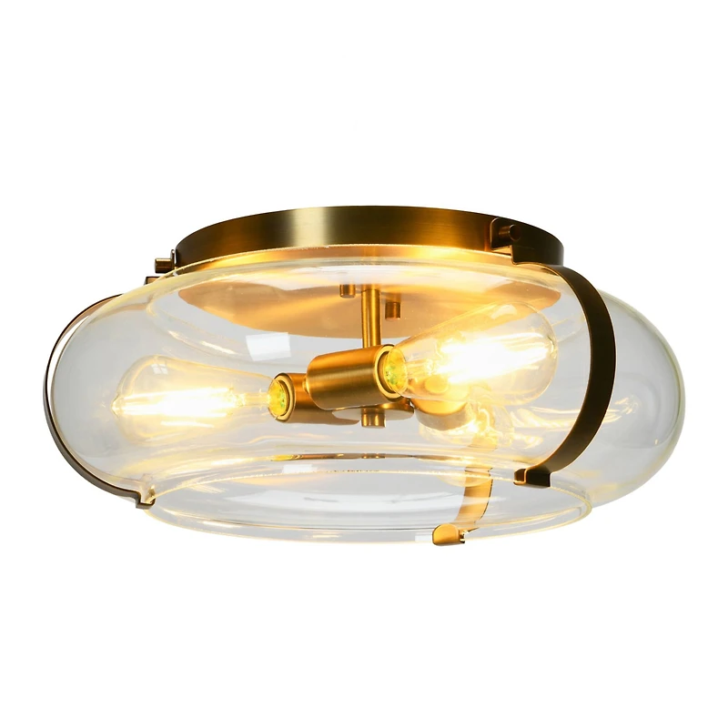 Hello Honey® Robert Stevenson Lighting Alston Brushed Bronze Flush Mount Glass & Metal Ceiling Light