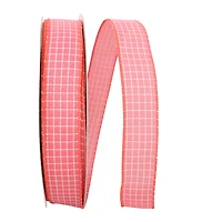 Reliant 1.5" x 50yd. Saddle Stitch Check Linen Wired Ribbon