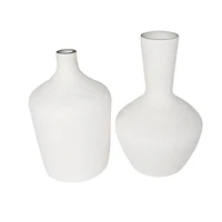 White Glass Textured Vase Set