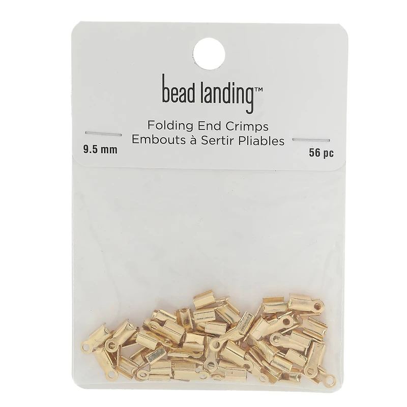 9.5mm Gold Folding End Crimps, 56ct. by Bead Landing™