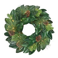 24" Pre-Lit Magnolia Wreath