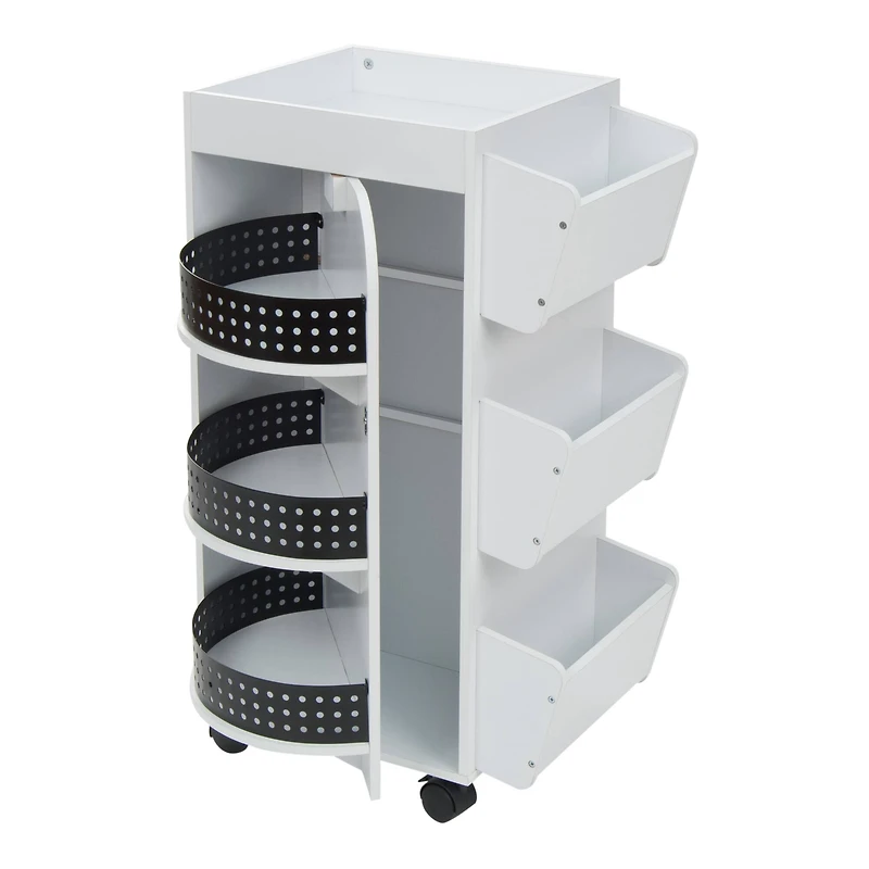 Studio Designs White & Black Swivel Mobile Organizer Cart
