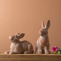 Distressed Garden Rabbit Statue Set