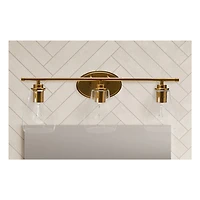 Hello Honey® Robert Stevenson Lighting Creston Brushed Gold Metal & Glass 3-Light Vanity Light