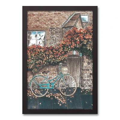 Autumn Bike Ride Black Framed Canvas