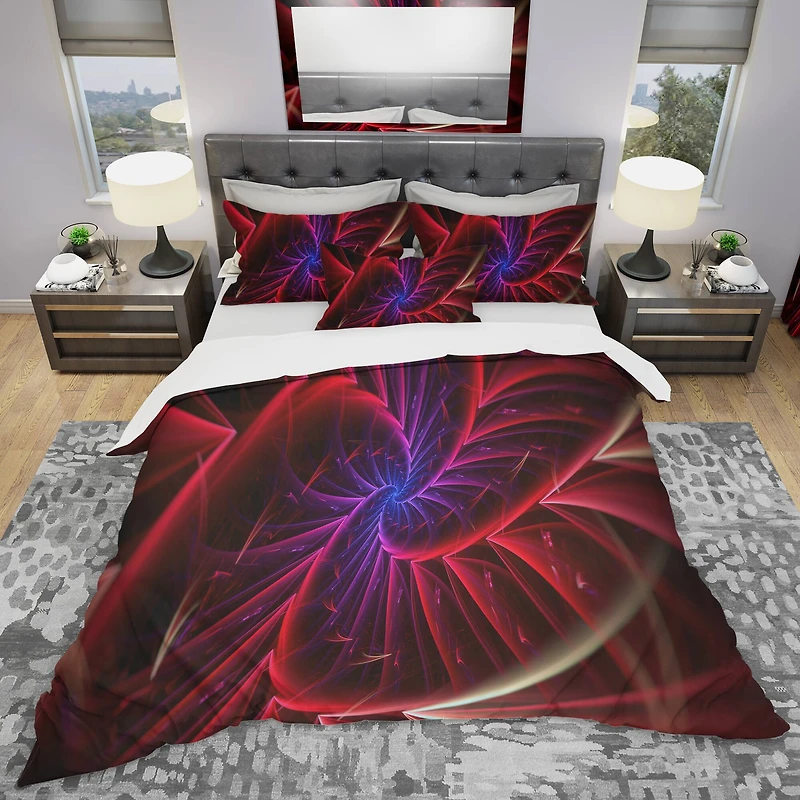 Designart 'Purple & Red Entanglement Abstract' Modern & Contemporary Bedding Set