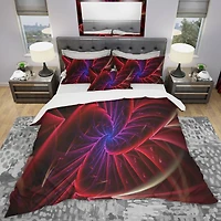 Designart 'Purple & Red Entanglement Abstract' Modern & Contemporary Bedding Set