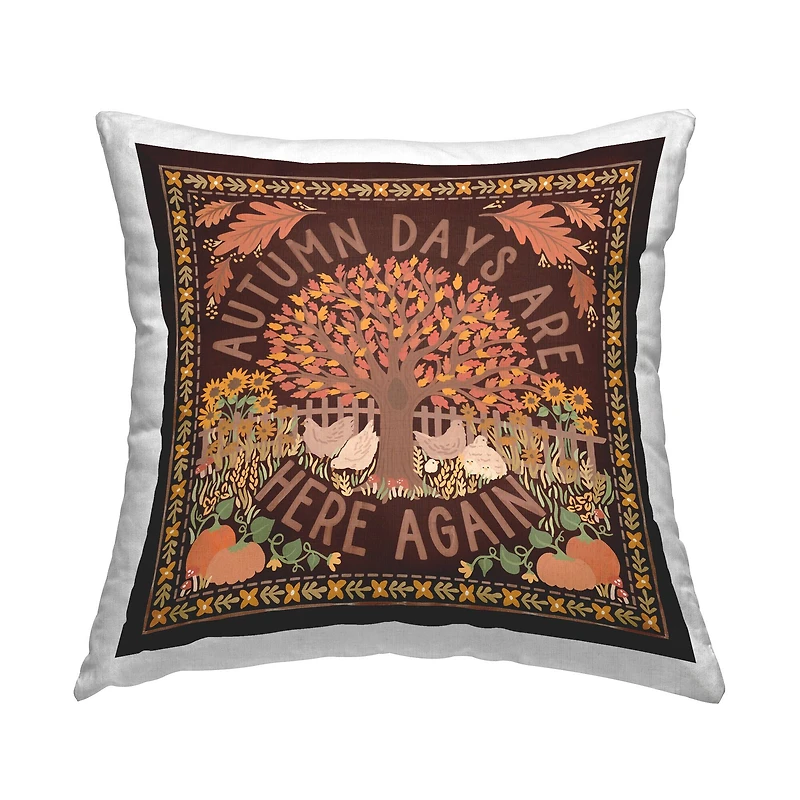 Stupell Industries Autumn Days on Brown Decorative Printed Throw Pillow