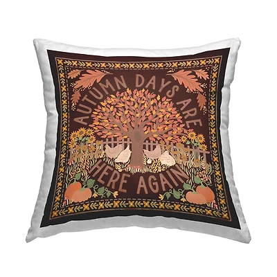Stupell Industries Autumn Days on Brown Decorative Printed Throw Pillow