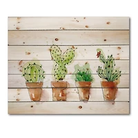 Designart - Cacti In Ceramic Pots In Gentle Tones I