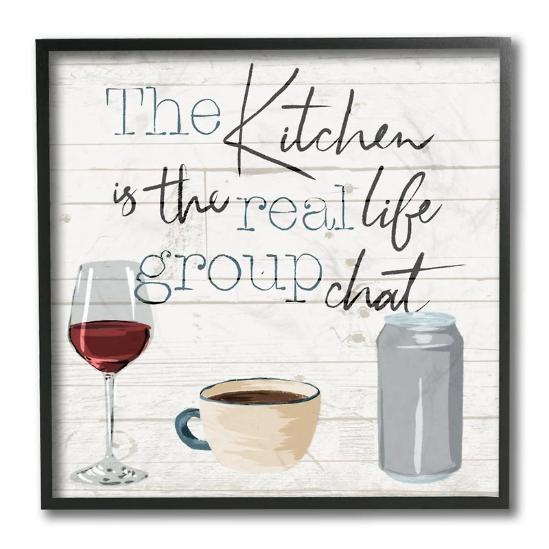 Stupell Industries Kitchen Group Chat Wall Art in Black Frame