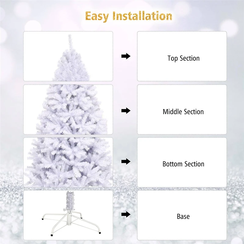 Costway 7.5ft. Unlit White Pine Artificial Christmas Tree