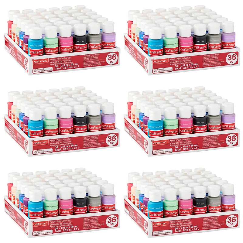 6 Pack: 36 ct. (216 total) Acrylic Paint Value Set by Craft Smart®