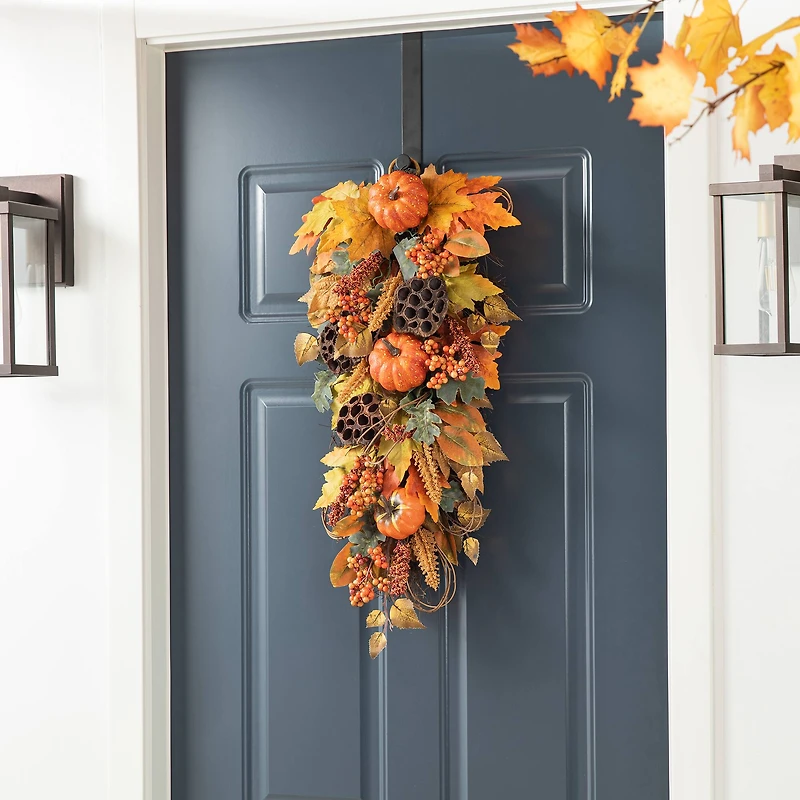 Glitzhome® 25" Fall Pumpkin Leaf Swag