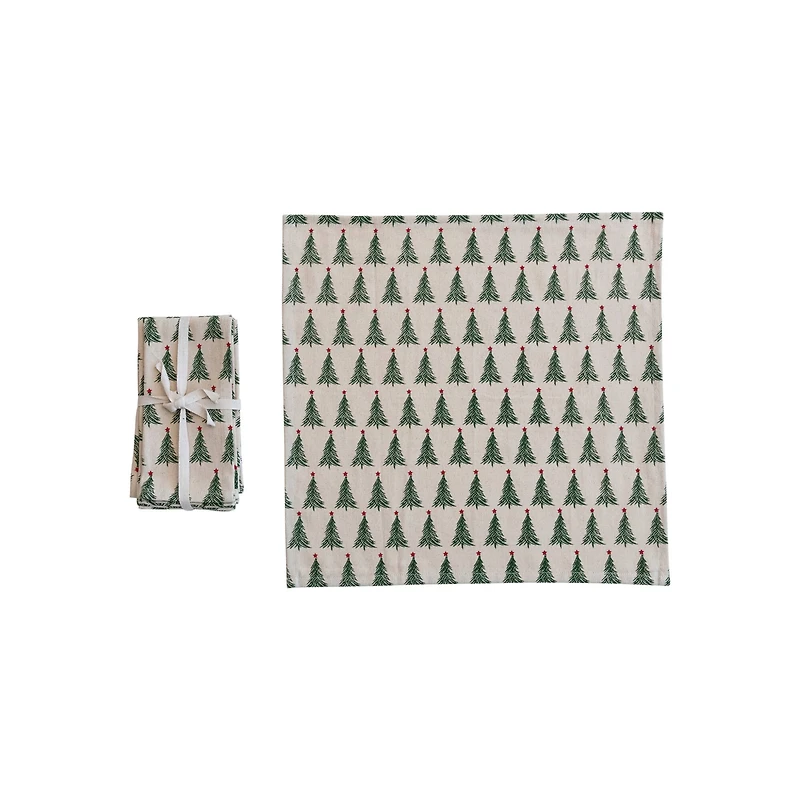 Hello Honey® 18" Christmas Tree Print Stonewashed Cotton Napkins, 4ct.
