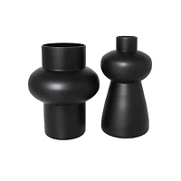 Black Glass Geometric Vase Set