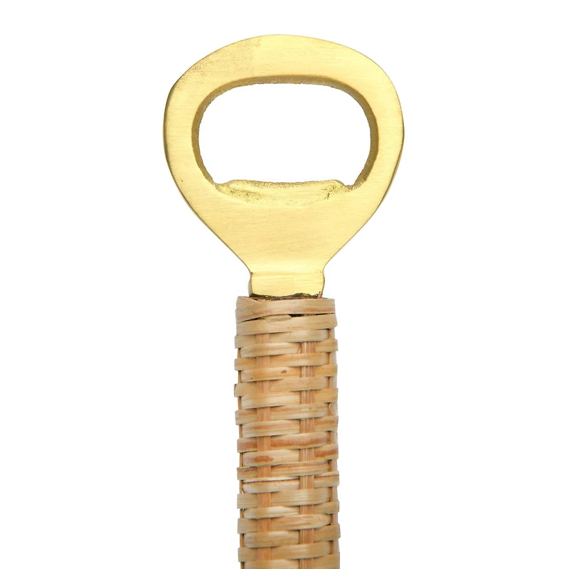 Hello Honey® 6" Brass & Bamboo Bottle Opener with Handle