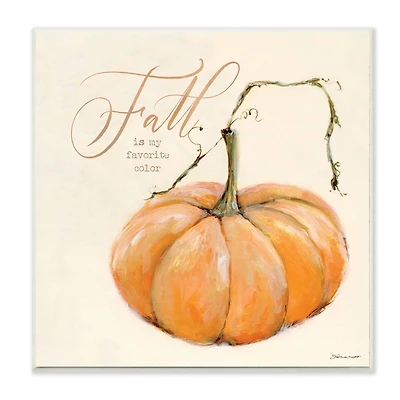 Stupell Industries Fall Is My Favorite Color Orange Pumpkin Seasonal Word Design,12" x 12"
