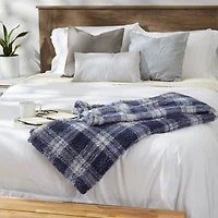 DII® French Blue Farmhouse Plush Plaid Throw