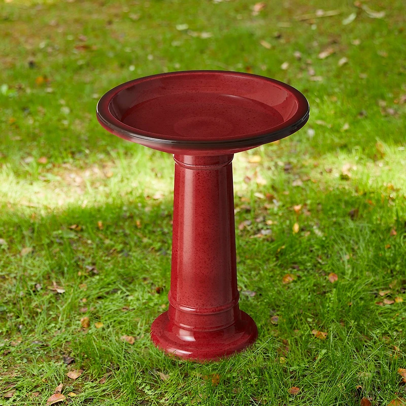 Glitzhome® 21.5" Faux Ceramic Tall Pedestal Birdbath