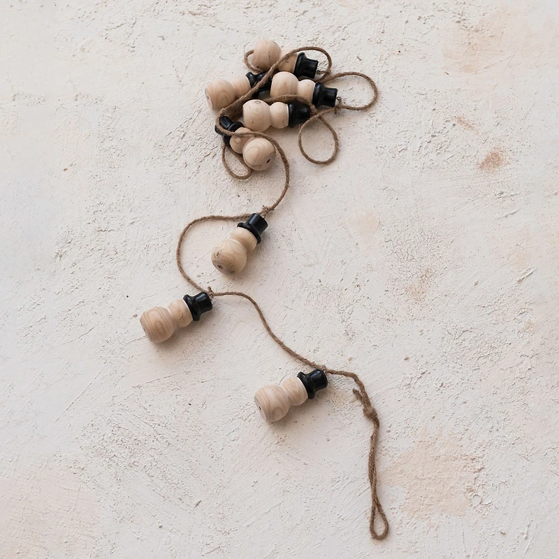 Hello Honey® 6ft. Decorative Wood Snowman with Jute Rope Garland